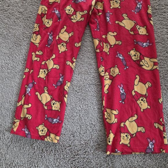 Disney Winnie The Pooh Fleece Pajama Pants Womens L Piglet Elastic Lounge Y2K - Picture 3 of 8